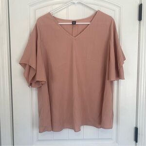 SHEIN Women's Blush Pink V-Neck Short Sleeve Top size 1X